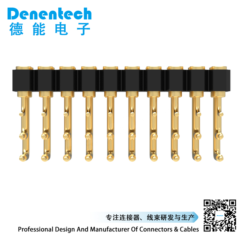 Denentech 2.54MM pogo pin H4.0MM triple row female right angle Pogo Pin Spring Loader Pogo Pin Header connector